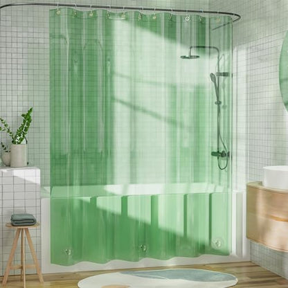 AmazerBath Heavy Duty Shower Curtain and Liner 2-in-1, 100% EVA Luxury Soft Clear Mint Green Shower Curtain Liner, 72x72 Plastic Weighted Shower Curtain, 12 Rustproof Grommets & 3 Heavyweight Stones - color: Rainbow Nature Oasis, size: 72"W x 72"L (Pack o