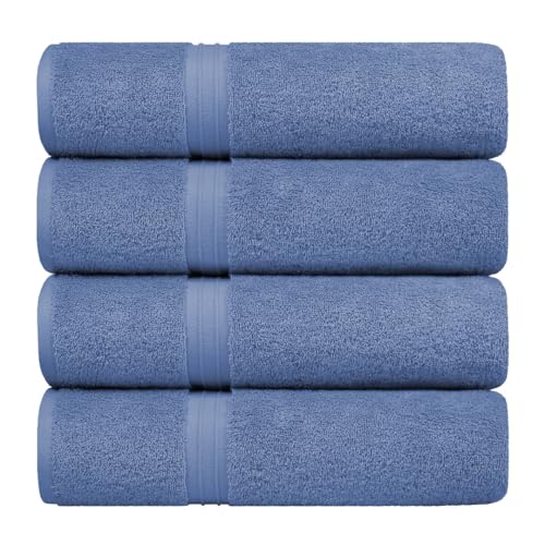 Bathroom Towels Set of 4 - Luxury & Extra Soft - Large (28" x 56") 100% Turkish Cotton, Hotel Quality - Versatile, Perfect as Shower Towels, Spa Towel - Sky Blue - color: Sky Blue