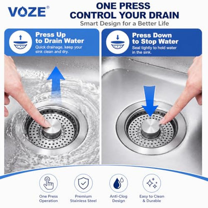 2 Pack Kitchen Sink Drain Strainer & Stopper with Basket, Stainless Steel Drain Plug Cover Catcher for Food Waste - Sink Accessories for Home or Kitchen Sink Shroom Fit US Standard 3-1/2'' Drain Hole