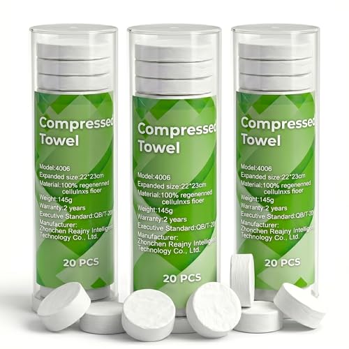 60 Pcs Compressed Face Towel Refills for Smart Towel Warmer & Dispenser, 3 Pack Replacement Buckets (20 Count/Each), Disposable Hot Facial Tissues for Sensitive Skin, Home SPA, Salon & Travel - size: 3 towels