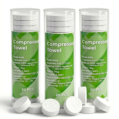 60 Pcs Compressed Face Towel Refills for Smart Towel Warmer & Dispenser, 3 Pack Replacement Buckets (20 Count/Each), Disposable Hot Facial Tissues for Sensitive Skin, Home SPA, Salon & Travel - size: 3 towels