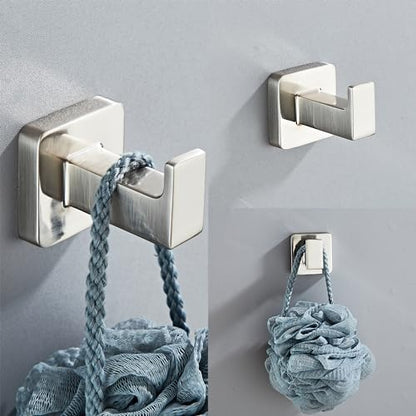 Brushed Nickel Bathroom Hardware Set 4 Pieces,Towel Bar Set Stainless Steel Wall Mounted, Includes 16In Hand Towel Bar, Towel Ring, Robe Towel Hooks,Toilet Paper Holder, Bathroom Towel Rack Set… - color: Brushed Nickel, size: 16Inch