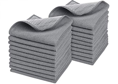 Dish Cloth for Washing Dishes Kitchen Washcloth Cleaning Cloth | 12x12inch 20pack Kitchen Towels Rags, Microfiber Cleaning Cloths, Wash Cloths with Poly Scour Side, Wholesale, Grey - color: Grey, size: 12inchx12inch 20pack