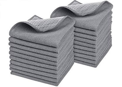 Dish Cloth for Washing Dishes Kitchen Washcloth Cleaning Cloth | 12x12inch 20pack Kitchen Towels Rags, Microfiber Cleaning Cloths, Wash Cloths with Poly Scour Side, Wholesale, Grey - color: Grey, size: 12inchx12inch 20pack