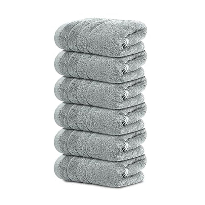 6 Piece Hand Towels Set 16 x 28 Inches, Cool Grey | 100% Cotton, Lighter Weight, Quick to Dry, 16 x 28 Inches, Super Soft & Absorbent, Perfect for Bathroom & Kitchen - color: Silver Grey