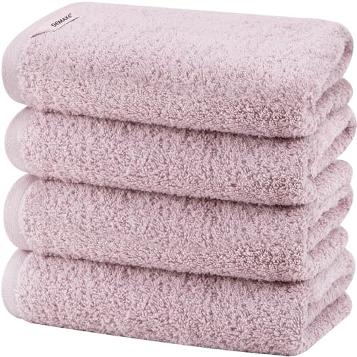 4-Pack Purple Cotton Hand Towels for Bathroom with Hanging Loops | Sink-side towels for drying hands and face, ideal for bathrooms, guest baths, powder rooms, OEKO-TEX certified, easy care - color: A06: Purple