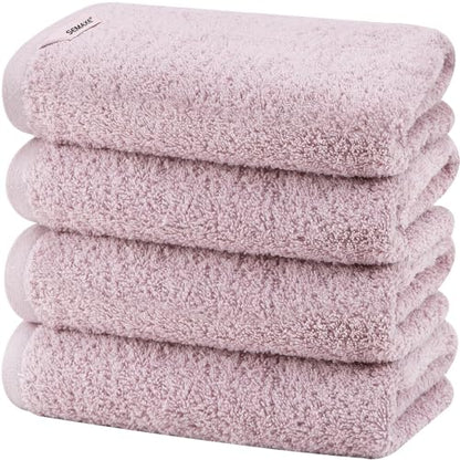 4-Pack Purple Cotton Hand Towels for Bathroom with Hanging Loops | Sink-side towels for drying hands and face, ideal for bathrooms, guest baths, powder rooms, OEKO-TEX certified, easy care - color: A06: Purple