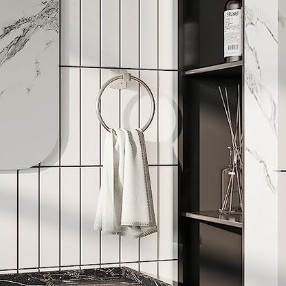 Hand Towel Holder for Bathroom Kitchen Brushed Nickel Towel Ring Towel Hanger Stainless Steel and Zinc Alloy Wall Mount - color: Brushed Nickel
