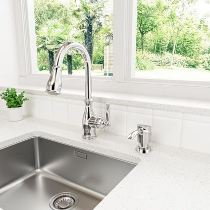 Kitchen Sink Soap Dispenser Chrome, Lotion Dispenser, ABS Dispenser Built-in Pump Head with 17 oz PET Bottle, Refill from Top - color: Chrome, style: 17oz Bottle