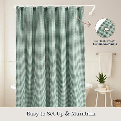 LANE LINEN Premium Shower Curtain - 72 x 72 inches Standard Sized - Spa Inspired Waffle Weave Fabric, Water Repellent, Quick Dry - Easy Care, Machine Washable - Header with Metal Grommets - Sage Green - color: 03: Waffle - Sage Green, size: 72"W x 72"L (P