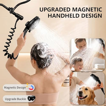 Dual Shower Head with Magnetic Handheld, Double Showerhead System, Black | High Pressure, Gifts for Two People 2 Person Couples Women Men, Adjustable, Easy Install, Renter-Friendly, SPA-Like - color: Black