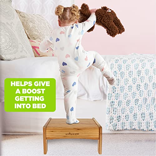 Growing Up Green Bamboo Bathroom Step Stool for Kids Using the Toilet and Sink - Kids Step Stool, Potty Training, Non-Slip, Bathroom, Kitchen, Lightweight
