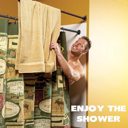 Thestoa Bronze Tension Shower Curtain Rod, 30-56 Inches with Holders | Includes adhesive holders, rustproof stainless steel, no-drilling spring tension for bathroom, closet & window - color: Bronze, size: 30"-56"