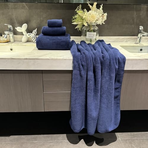 Oversized Bath Towels Extra Large 40x80 Inches Bath Sheets for Adults Super Soft Quick Dry Highly Absobent Microfiber Shower Towels (6 Piece,Navy Blue) - color: Navy Blue 6 Piece, size: 6 Piece