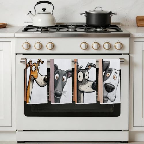 4 Pcs Funny Dog Kitchen Towels, Cute Dogs Gifts Hand Towels 14 x 24 Inches - color: Multi 0132