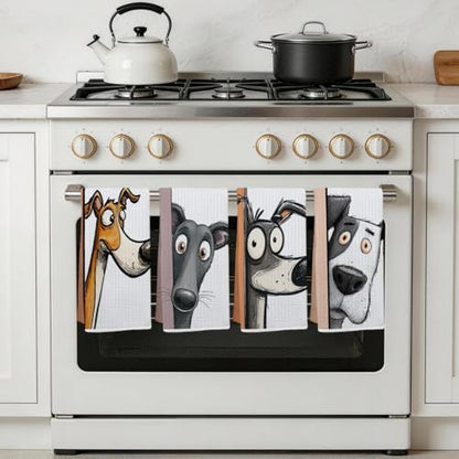 4 Pcs Funny Dog Kitchen Towels, Cute Dogs Gifts Hand Towels 14 x 24 Inches - color: Multi 0132