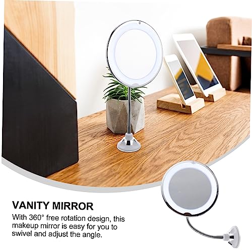 360degree Rotating Led Makeup Mirror with Magnification Cup Design for Bathroom Vanity for Eyeliner and Eyebrow Application Superior Clarity Without Distortion