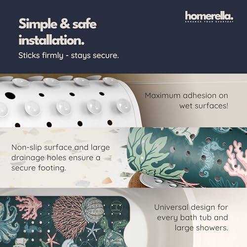 homerella Bathtub Mat Non Slip Kids 40x16 Baby Bath Mat Non Slip Anti Mold | 100% BPA Free, Non Toxic, Mildew Resistant, Machine Washable, Extra Long Kids Bath Mat for Tub Non Slip, Toddler Bath Mat - color: Boho Reef, size: 40" x 16" (Rectangular)