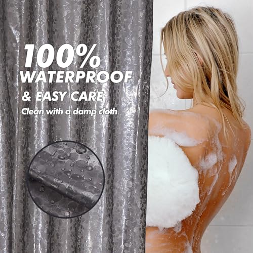 Bostofy Waterproof Shower Curtain Liner EVA 8G - Rust-Proof Hooks, Heavy-Duty Magnets - Enhance Your Bathroom with Durability and Elegance, 72L x 84H Inches - color: Black Stone, size: 72"W x 84"L (Pack of 1)