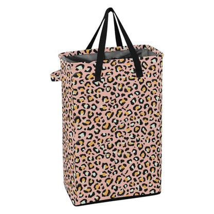 Cheetah Leopard Print Laundry Hamper Dirty Clothes Laundry Basket Bin for Bedroom Bathroom with Handles Slim Tall Collapsible Waterproof Freestanding 48L - color: cheetah Leopard Print