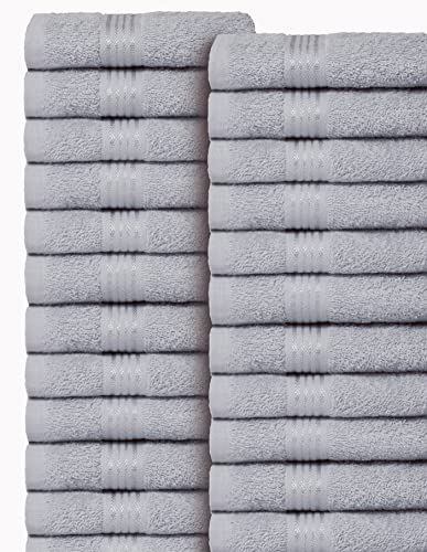 Ultra Soft Cotton Washcloths, Contains 24 Piece Face Cloths 12x12 inch, Ideal for Everyday use Face Towels, Compact & Lightweight Multi Purpose Washcloths - Light Grey - color: Light Grey, size: 24 Pack Washcloths