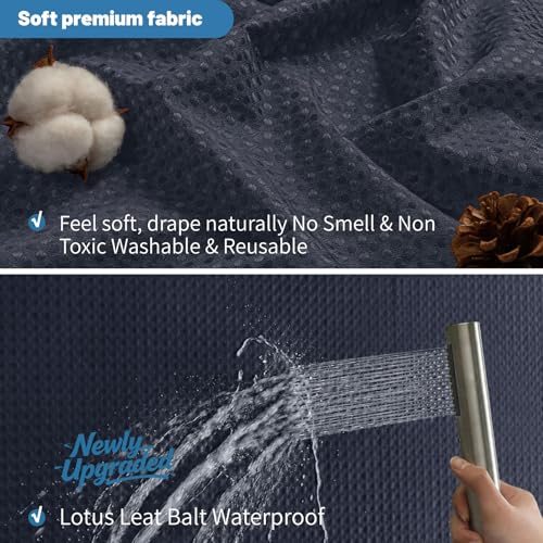 2-in-1 Waterproof Fabric Shower Curtain - No Separate Liner Needed, Hotel-Style Waffle Weave, Effortless Cleaning & Washable Bathroom Shower Curtain Set,72Wx78H,Navy Blue - color: Navy Blue, size: 72"W x 78"L (Pack of 1)