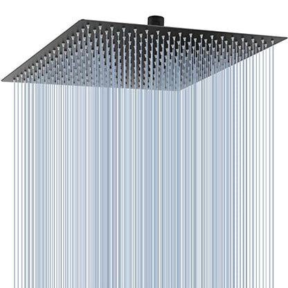 Voolan Oversize Rain Shower Head - High Flow Square Rainfall Showerhead - Waterfall Full Body Coverage - Universal Ceiling or Wall Mount (16 Inch, Matte Black) - color: Matte Black, size: 16 Inch