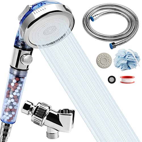 Filtered Shower Head - 59 Inch Expandable Handheld Hose, Leakproof Flexible Hose Extension, High Pressure Shower - style: 3 Spray Settings with Holder
