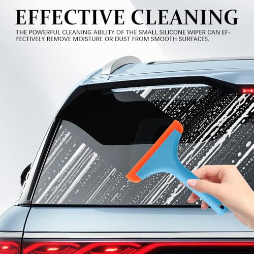 Small Silicone Window Squeegee, Small Squeegee, Silicone Squeegee Window Tint Tool Auto Water Blade, Car Shower Squeegees for Car Windshield, Glass, and Smooth Surfaces (Blue, 2PCS) - color: Blue, size: 2PCS