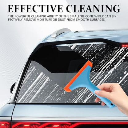Small Silicone Window Squeegee, Small Squeegee, Silicone Squeegee Window Tint Tool Auto Water Blade, Car Shower Squeegees for Car Windshield, Glass, and Smooth Surfaces (Blue, 2PCS) - color: Blue, size: 2PCS