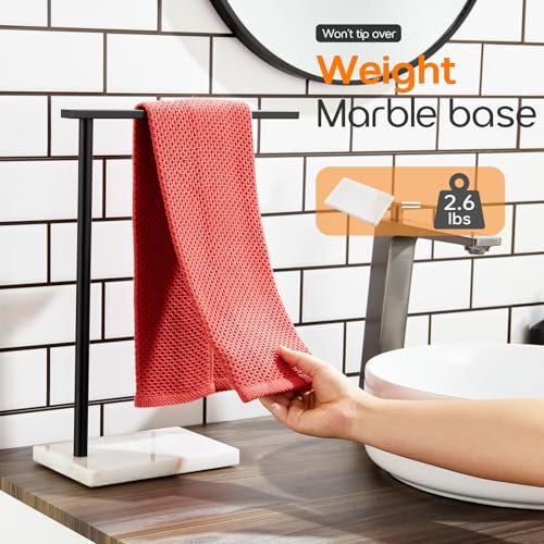 Black Towel Racks Stand 1-Tier Hand Towel Holder for Bathrooms Vanity Countertop with Heavy Marble Base Thicken Steady, Stainless Steel AN7002MB - color: Matte Black, size: 1-Bar