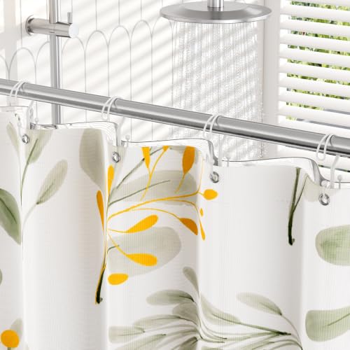 Bathway White Shower Curtain Hooks Ring, 12 Pcs Double Sided Shower Hooks, Rust Proof Metal Shower Hooks for Bathroom, Anti-Drop Shower Rings for Shower Curtain & Liners - color: White, style: Double-layer Shower Hooks