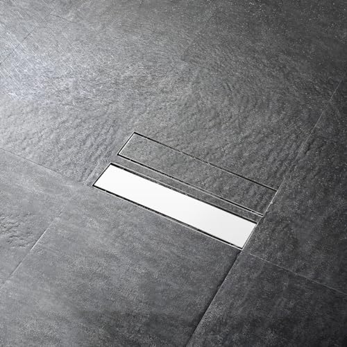 Micmi 12 Inch Shower Floor Drain with Adjustable Quadrato Pattern Grate, 304 Stainless Steel, PVC Shower Drain Base, Rubber Gasket, Hair Strainer (1pack, Brushed Nickel, 12 in) - size: 12 IN