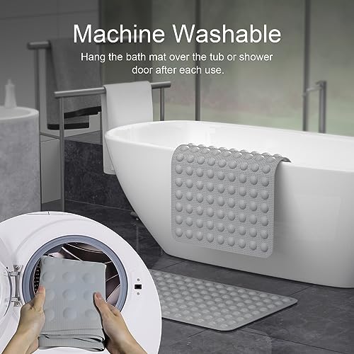 JOYCANO Rubber Bathtub Mat Non Slip, Baby Bath Mat for Tub, Shower Mat Non Slip PVC-Free, Strong Suction and Textured Surface, Non-Toxic, No Chemical Smells, for Kids Elderly Dogs, Grey - color: Grey