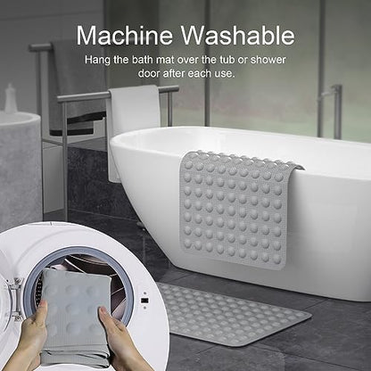 JOYCANO Rubber Bathtub Mat Non Slip, Baby Bath Mat for Tub, Shower Mat Non Slip PVC-Free, Strong Suction and Textured Surface, Non-Toxic, No Chemical Smells, for Kids Elderly Dogs, Grey - color: Grey
