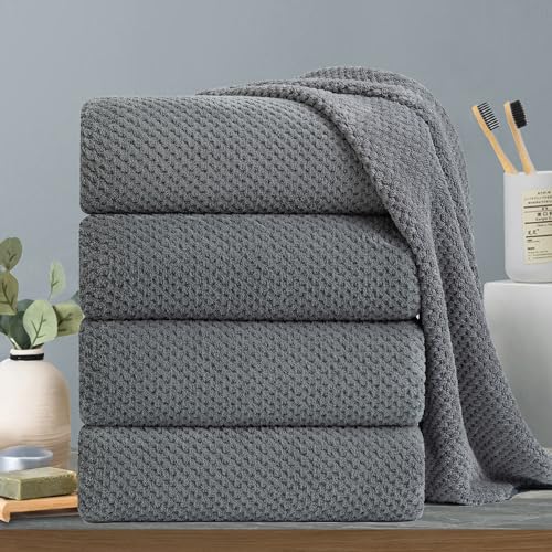 Hailea Gray Bath Towels Set 35x70 Inches - Luxury 600 GSM Oversized Bath Sheet Towel,Extra Large Microfiber - Quick Dry,Highly Absorbent,Super Soft Shower Towels Spa Hotel Bathroom Towel Set (4-Pack) - color: Gark Gray, size: 4-Piece Set
