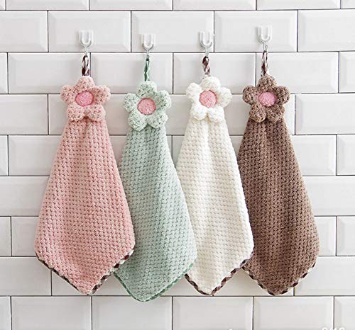 Ivymei 4Pack Microfiber Hand Towels, Kitchen Hand Towels with Loop,Bathroom Hanging,Quick Dry Absorbent Microfiber Cleaning Cloths - color: 4 Color