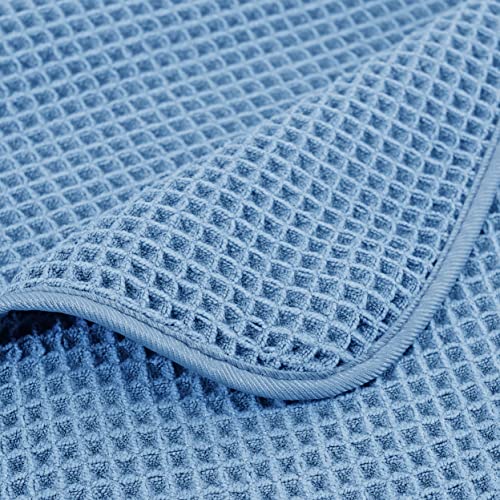 POLYTE 430 GSM Poly Blend Microfiber Quick Dry Waffle Bath Towel, 30x60 in | 4 Pack, Oversize, Lint Free, Body Towel - color: Blue