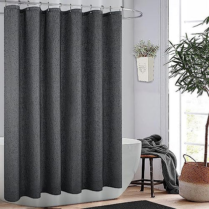 KOUFALL Dark Grey Waterproof Linen Fabric Shower Curtain for Bathroom 72x84 Inches Long - color: Dark Grey, size: 72"W x 84"L (Pack of 1)