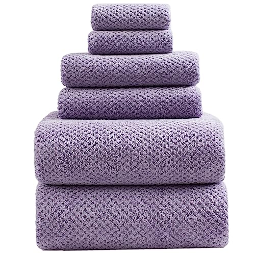Oversized Bath Towels Extra Large 40x80 Inches Bath Sheets for Adults Super Soft Quick Dry Highly Absobent Microfiber Shower Towels (Lavender,6 Piece)… - color: Lavender 6 Piece, size: 6 Piece