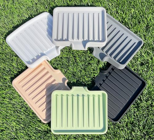 Silicone Soap Dish Tray and Sponge Holder with Drain Chute, Rectangular, Kitchen and Bathroom Sink Organizer (Light Grey, 5.2"x4" (Set of 2), 7.2 Ounces) - color: Light Grey, size: (SM) 5.2"x4" (2pcs)