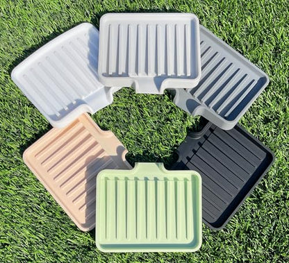 Silicone Soap Dish Tray and Sponge Holder with Drain Chute, Rectangular, Kitchen and Bathroom Sink Organizer (Light Grey, 5.2"x4" (Set of 2), 7.2 Ounces) - color: Light Grey, size: (SM) 5.2"x4" (2pcs)