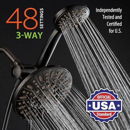 AquaDance 7" Premium High Pressure 3-way Rain & Handheld Shower Head Combo | Enjoy Dual 6-Setting Luxury Shower Heads Separately or Together for the Best of Both Worlds! Stainless Steel Hose - Bronze - color: Oil Rubbed Bronze, style: 2.5 Gallons Per Minu