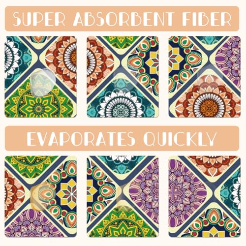 Mandala Dish Drying Mat for Kitchen Counter 18"x24" Mexican Flower Absorbent Dish Draining Mat Retro Floral Large Heat Resistant Coffee Mats for Table Faucet Sink Coffee Bar Refrigerator - style: Mandala pattern
