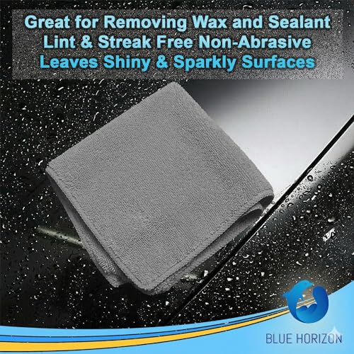 Blue Horizon Microfiber Cleaning Towels, Pack of 24, Ultra Soft Plush Washcloth, All Purpose Premium Microfiber Detailing Cleaning Cloths (16" x 16", Gray) - color: Gray