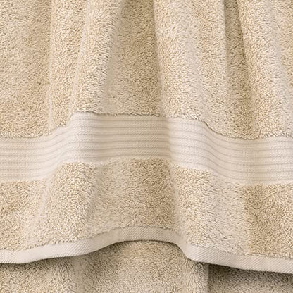 Cotton Paradise 100% Cotton Turkish Towel Set, Soft Absorbent Quick Dry, 6 Piece Towel Set, Beige - color: Beige, size: (27"x54") +( 16"x28") + (13"x13")