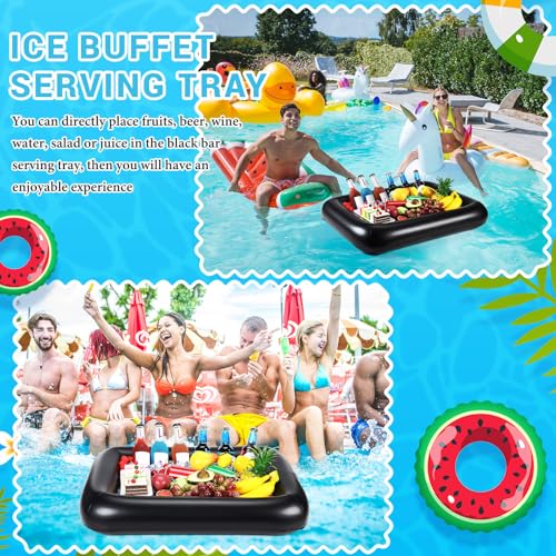 FillTouch Rectangular Inflatable Serving Bar Floating Drink Holder for Pool Inflatable Cup Holders Hot Tub Accessories, Adults Swimming Fun Drink Floats for Swimming Pool Party(Black) - color: Black