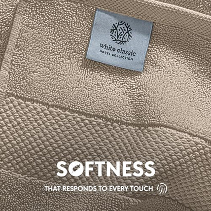 White Classic Luxury Cotton Washcloths 13x13 Inch - 650 GSM Turkish Cotton | Hotel, Spa, Bathroom Face Towel | 12 Pack, Taupe - color: 09: Taupe