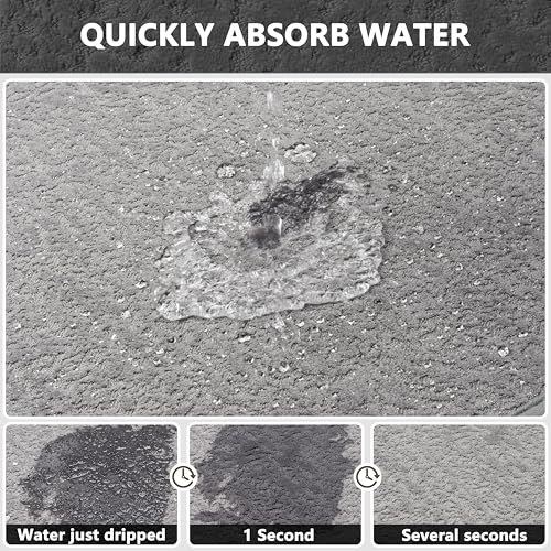 Grey Bathroom Rugs Non Slip Washable Quick Dry Ultra Thin Bath Mat | Bathroom Rugs Fit Under Door Low Profile Bath Mat, 17" × 32" - color: Grey, size: Medium(17"x 32")