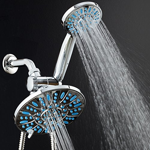 Antimicrobial/Anti-Clog High-Pressure 30-setting Rainfall Shower Combo by AquaDance with Microban Nozzle Protection from Growth of Mold Mildew & Bacteria for Stronger Shower! Wave Blue | Enjoy More Power & Better Shower Hygiene with Lifetime Antimicribial